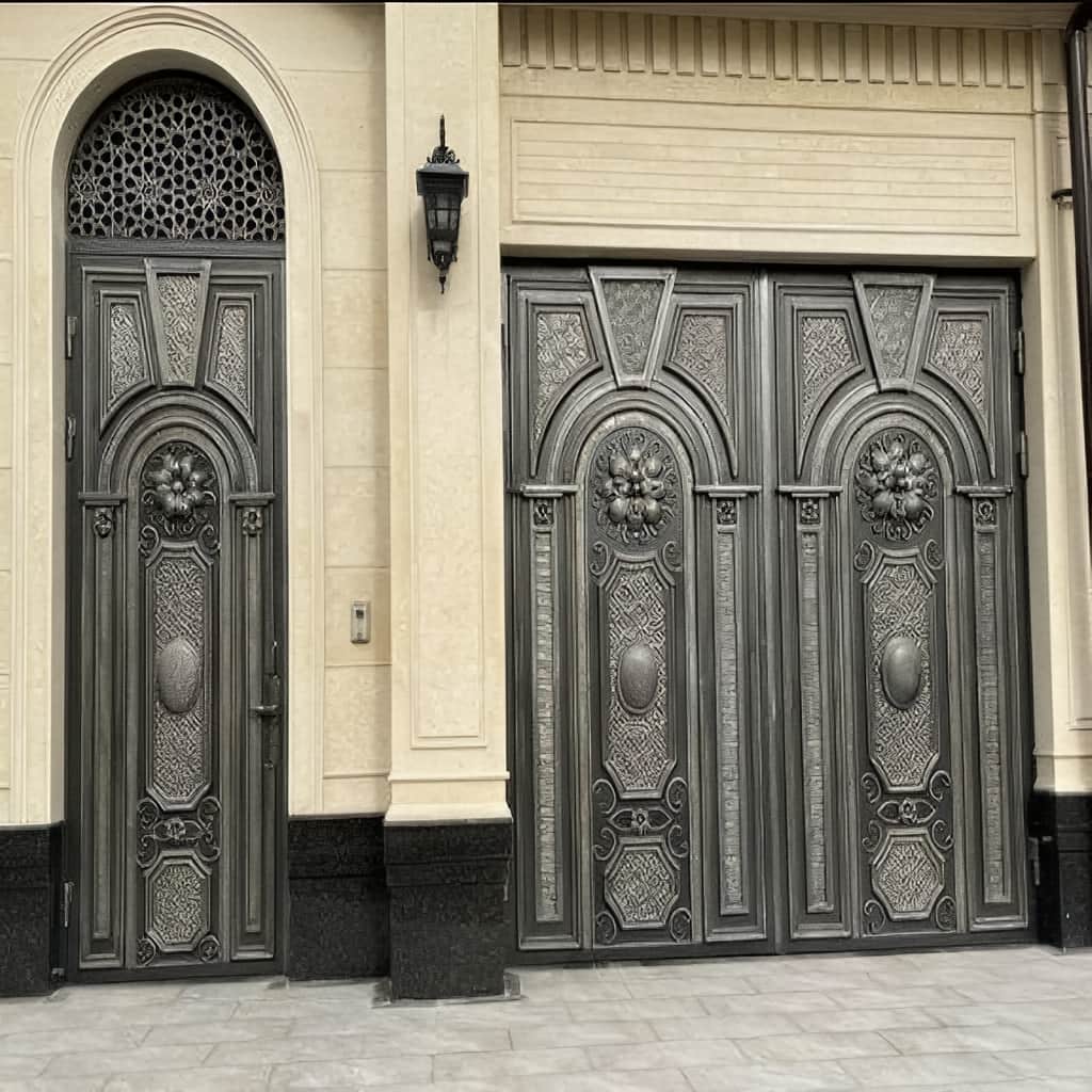 خرید درب حیاط فرفورژه رنگ کوره ای در گنبدکاووس