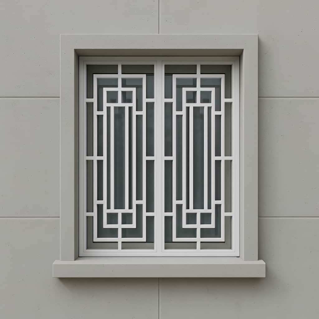 نصب حفاظ پنجره طرح رومی روی نمای سنگی