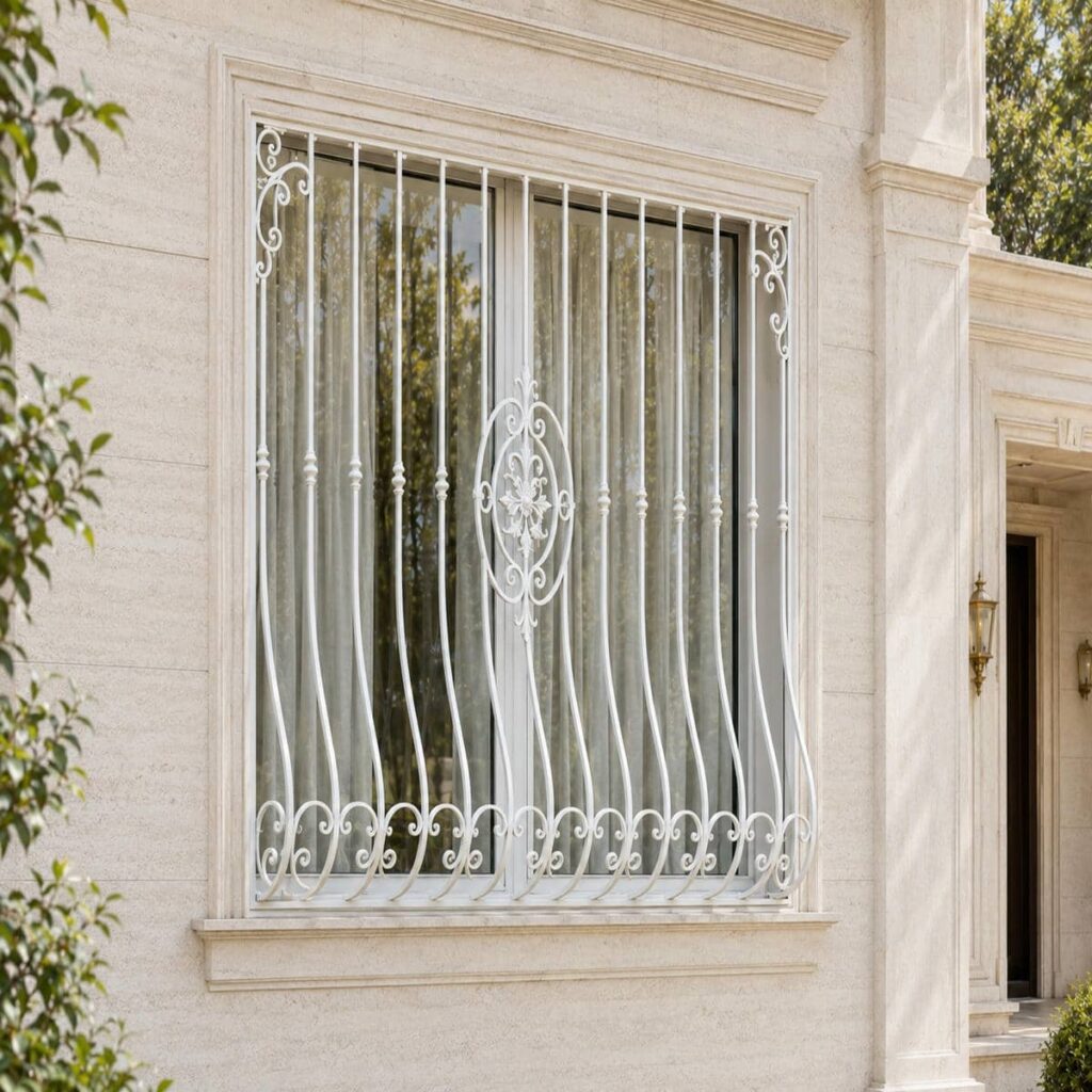 اجرای نرده پنجره گل دار برای اتاق خواب