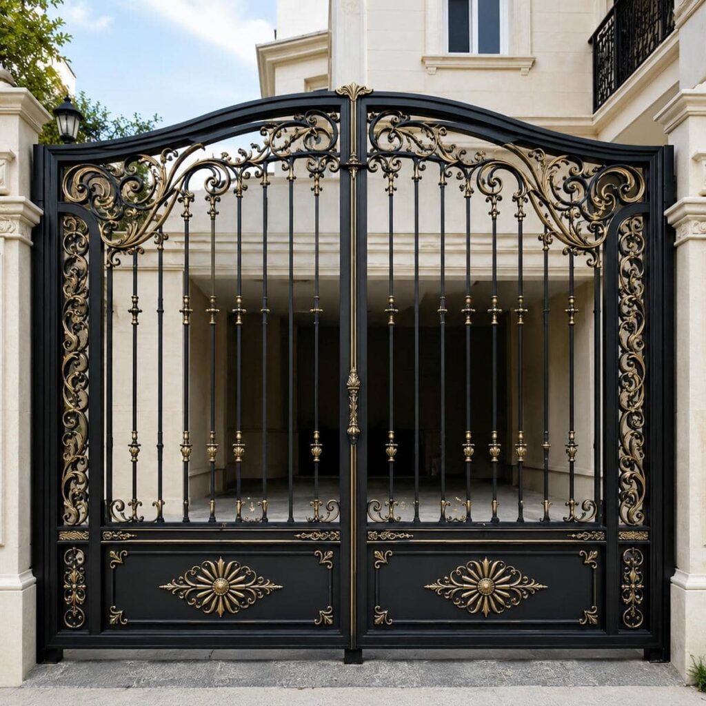 نصب درب ویلایی شیشه خور فریم آهنی روی ستون مقاوم