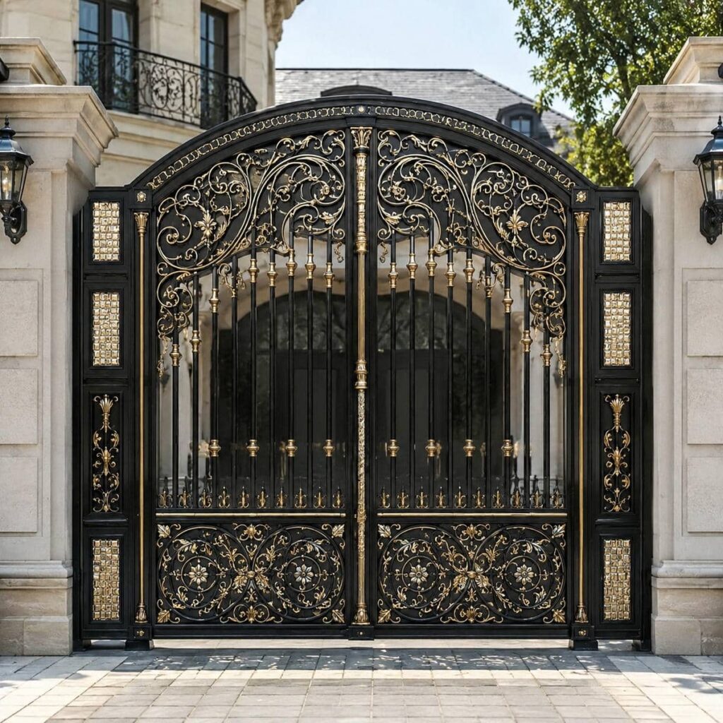 مدل روشن درب حیاط نمای آجری برای ورودی کم‌نور