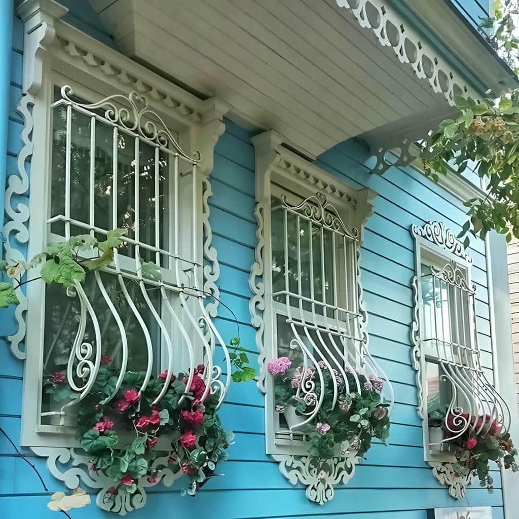 حفاظ پنجره مدرن با شبکه هندسی مناسب اتاق کم نور