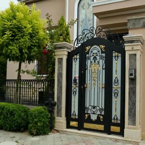 10 نمونه درب ورودی ساختمان آهنی دو لنگه