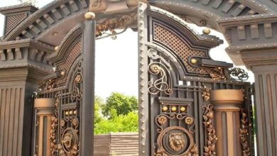 9 مدل درب حیاط طرح چوب فلزی