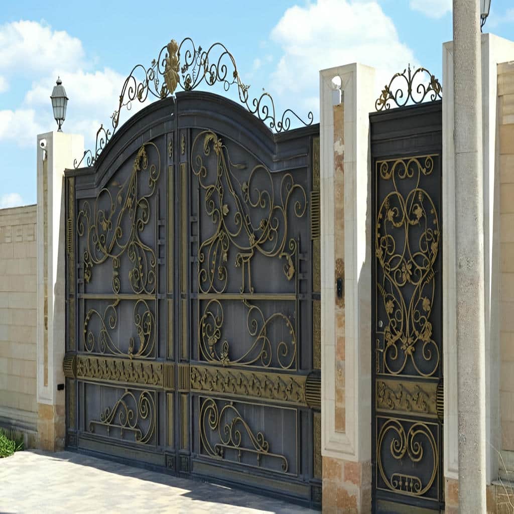 تولید درب قوسی باغ ویلا با فرفورژه متقارن