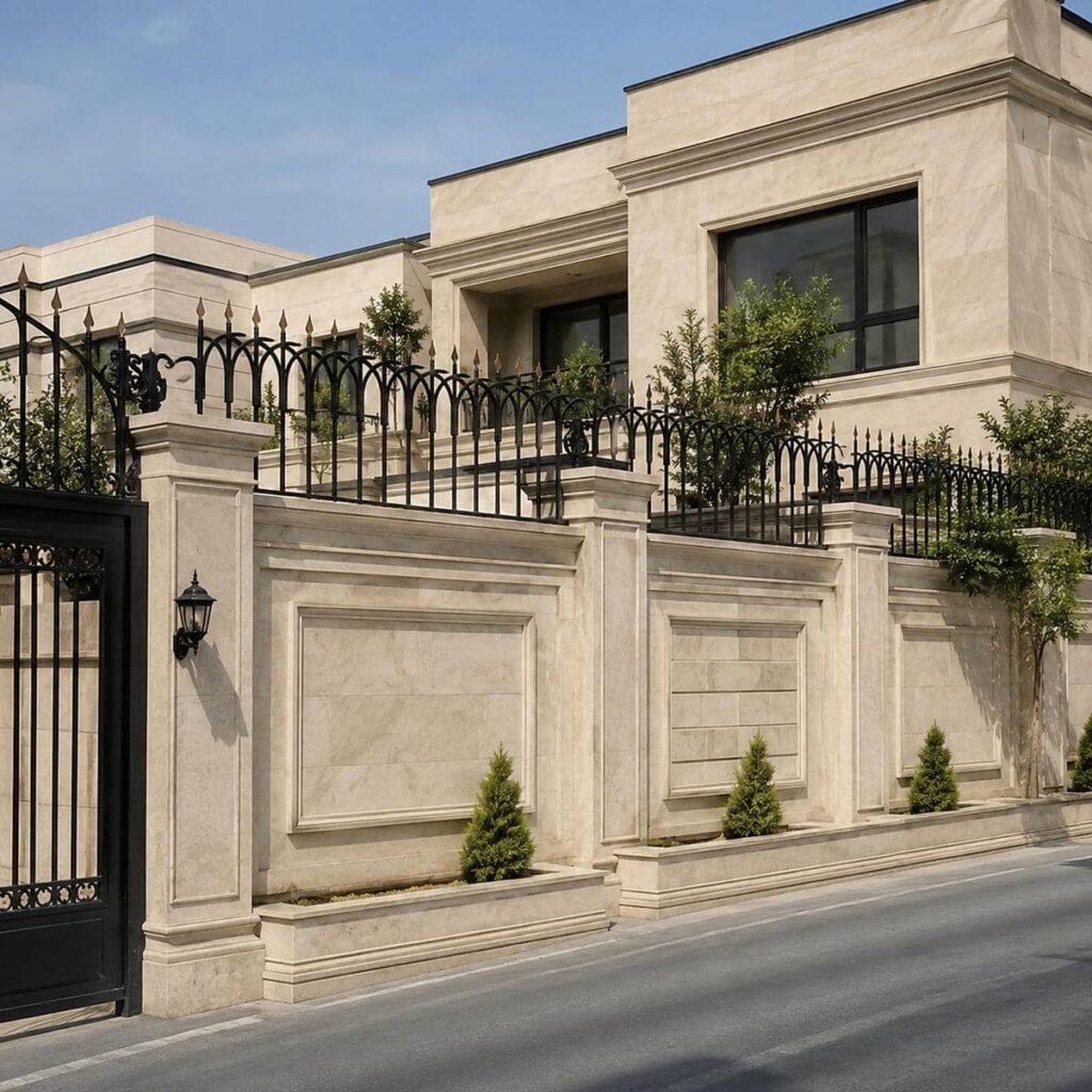 خرید حفاظ دیوار شیک روی سنگ تراورتن برای نمای ویلا