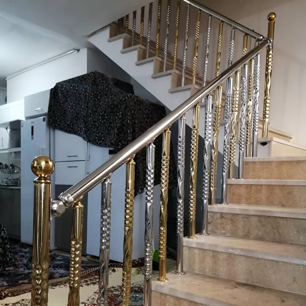 نرده استیل راه پله براق و ساده