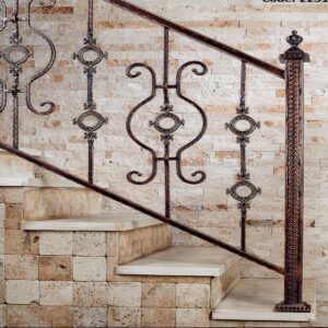 نرده فرفورژه راه پله با طراحی کلاسیک