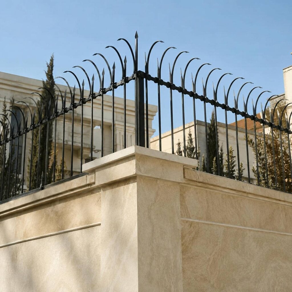 حفاظ سرنیزه ای روی دیوار ساختمان حفاظ سرنیزه ای روی دیوار ساختمان