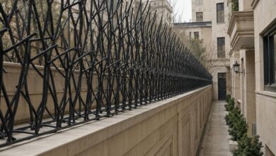 نرده روی دیوار فرفورژه نمای کلاسیک