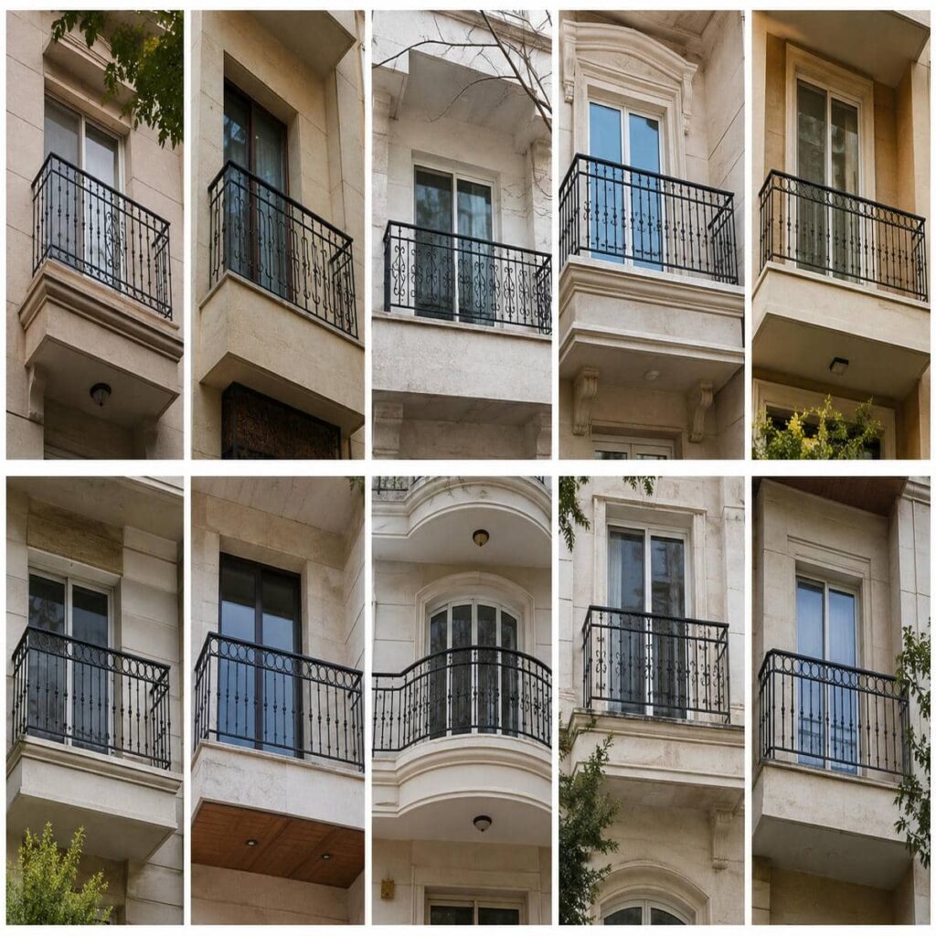 نرده بالکن مشکی در استان زنجان با پوشش مات