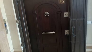 حفاظ درب آکاردئونی مشکی نصب شده استان خراسان جنوبی