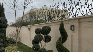 حفاظ دیوار فلزی در استان لرستان روی نمای سنگی