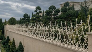 حفاظ دیوار مشکی در تبریز کنار نمای سنگی