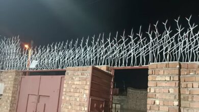 حفاظ دیوار مشکی در گرگان کنار نمای سنگی