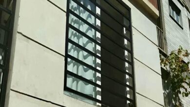 حفاظ پنجره آهنی مشکی روی نمای روشن بوشهر