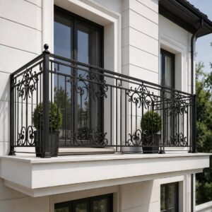 نرده بالکن مشکی در استان مرکزی کنار نمای روشن